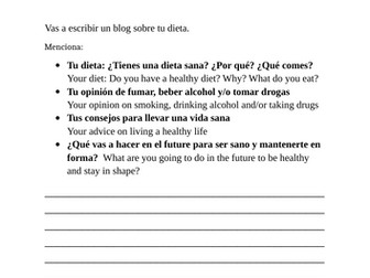 Spanish essay question on healthy life