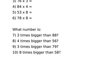 Multiply 2 digit by 1 digit with exchange - short multiplication - HA-GDS