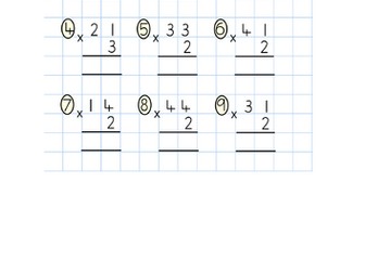 Multiply 2 digit by 1 no exchange - short multiplication - LA-WTS