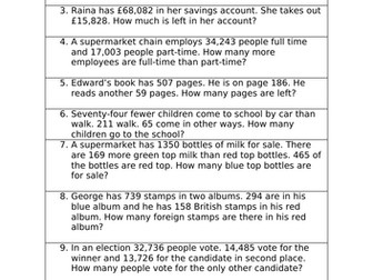 Subtraction - Problem solving and multistep