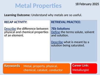 Exploring Science 8G- Metals and their Uses