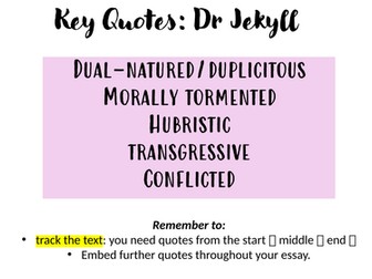Quotation Explosions:  Dr Jekyll (Level 5 and 6 analysis)