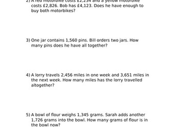 Addition and Subtraction Word problems