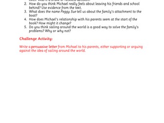 Kensuke's Kingdom - Year 4 - 6 Comprehension