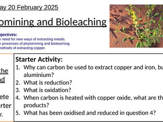 GCSE Chemistry Phytomining and Bioleaching: Complete Lesson