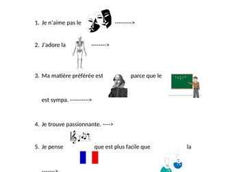 Mes matières new GCSE gap fill