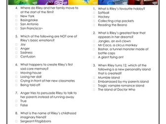 Inside Out Film Quiz