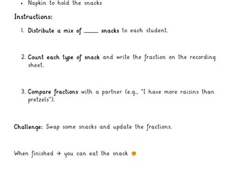 Hands on Fraction Activity- Trail Mix  - Year 3
