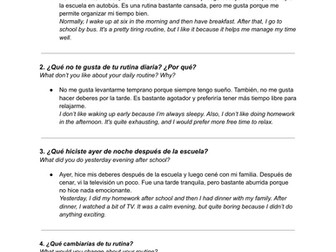 IGCSE CAIE SPANISH SPEAKING QUESTIONS WITH ANSWERS