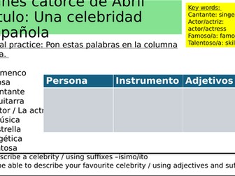 y10 NEW SPANSH GCSE-Una celebridad espanola