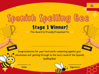 Spanish Spelling Bee Certificate