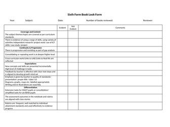 Book Look Form /Book Scrutiny Checklist