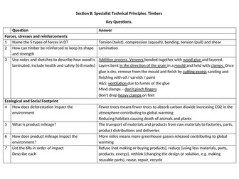Section B Key Questions D&T