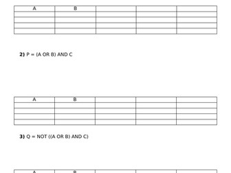 Logic Gates & Truth Tables Worksheet