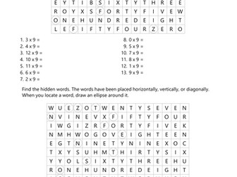 7 and 9 times table puzzles