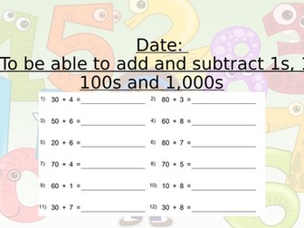 Year 4 addition and subtraction unit