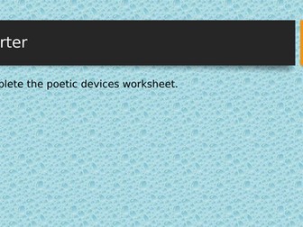 Intro to poetry GCSE CCEA