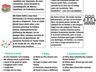Spanish GCSE Narrow Reading worksheet - El ocio/leisure
