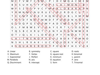 Quadratic-word searech puzzle