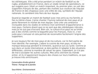 French B SL-IOA Sample with additional theme questions