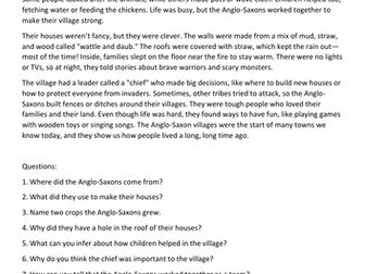 10 Reading Comprehensions - Anglo-Saxons