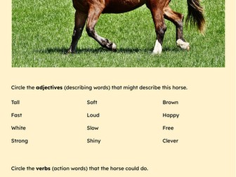 Creative Writing SEN EAL Horses Adjectives Verbs