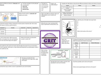 Biology Cells revision with answer sheet