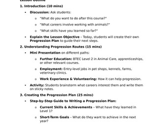 How to write a progression plan (Btec Animal Care Level 1)