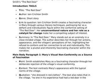 'The Red Door': Detailed Essay Plan
