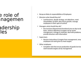 Unit 2.2 Role of management and leadership styles