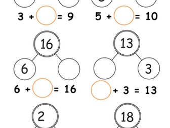 Year 1 find a missing part addition