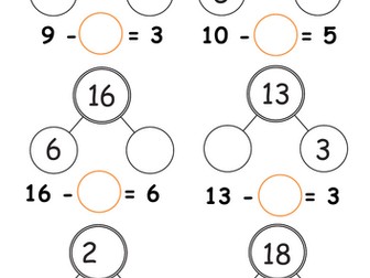 Year 1 find a missing part subtraction