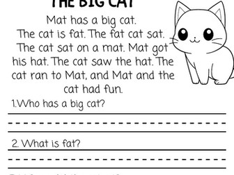 CVC Reading Comprehension Worksheet Fun & Engaging Practice for Early Readers