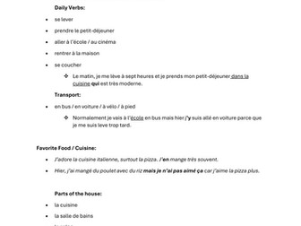 GCSE / IGCSE French speaking Structures 2025