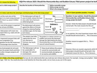 Pre-release 2025 worksheet aqa Geography