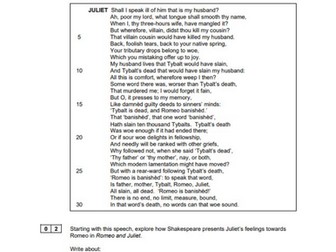 Complete Romeo & Juliet essay plan & sentence starters sheet