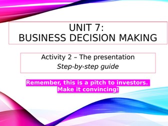 Unit 7: Business decision making - Activity 2 - Writing frame