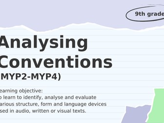 MYP Text Types and Analysing Conventions Skills