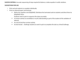 REDOX EQUATIONS IN ACIDIC CONDITIONS