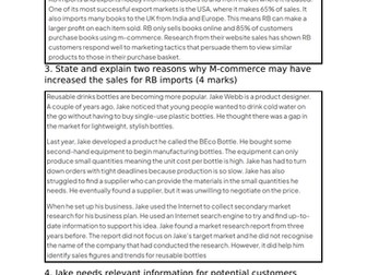 AQA GCSE BUSINESS UNIT 2 REVISION QUESTIONS