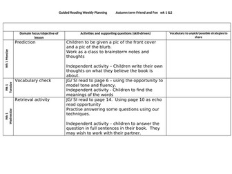 Friend or foe seven week Guided reading whole class reading module