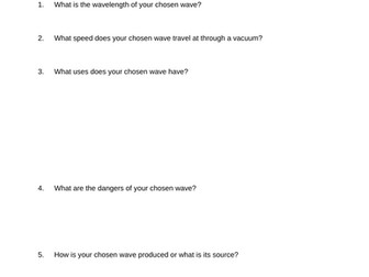 Jigsaw group activity for the Electromagnetic Spectrum