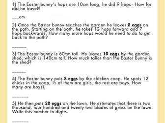 Easter Bunny - Worded Problems