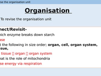 Organisation Revision powerpoint and lesson