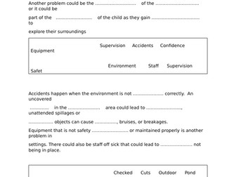 Unit R058: Create a safe environment and understand the nutritional  needs of children
