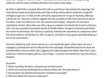 Spies twelve comprehensions with questions