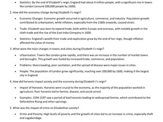 AQA A Level Tudors 1C Elizabeth I Quiz pack