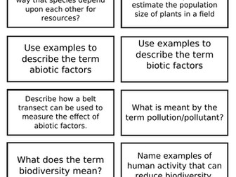B7 Revision flash cards AQA GCSE Biology/Combined science (trilogy)