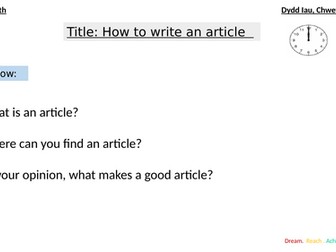 Year 11 Article writing lessons