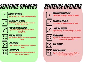 Different sentence opener dice game
